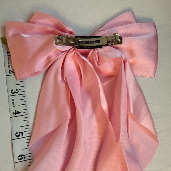 Chic Light Pink Satin Bow Hair Barrette - Picture 7 of 7